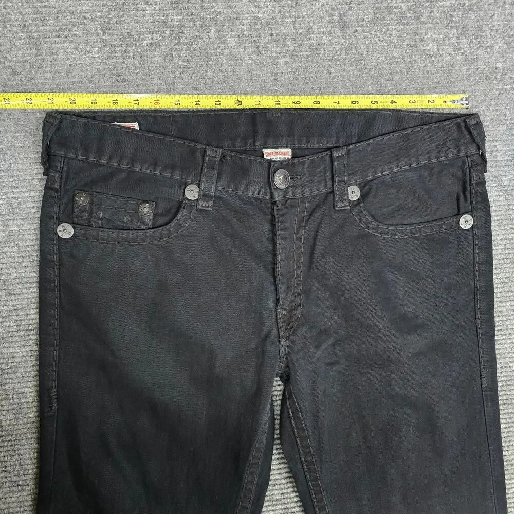 True Religion Jeans Mens Tag 40 Measures 42x34 Black Super T Straight Made USA